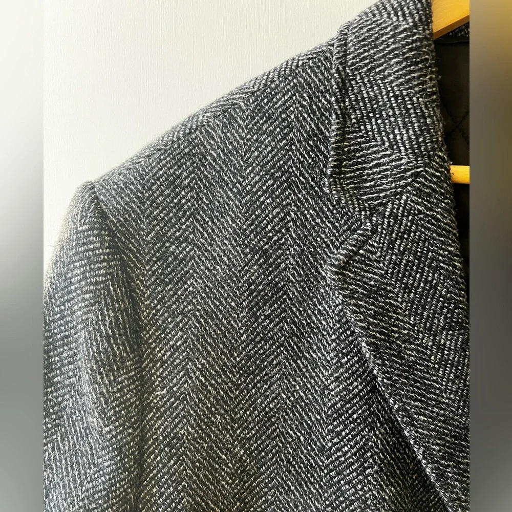 J CREW Ludlow Topcoat Herringbone Long Coat Wool Quilted Insulated Academia 44R‎